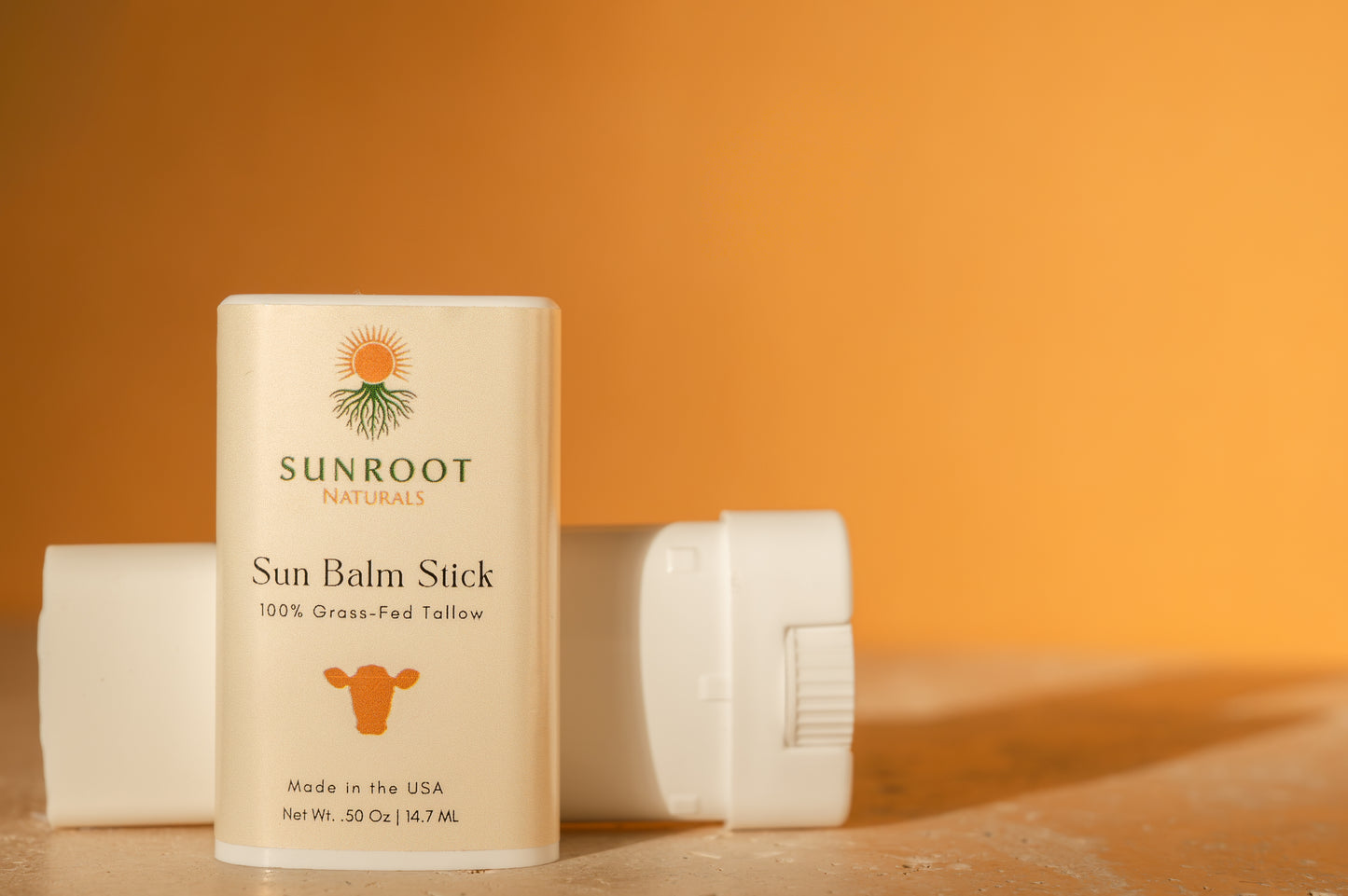 Sunroot Naturals Sun Balm Stick – 15% Zinc Oxide Mineral Formula with Grass-Fed Tallow (0.5 oz, Vanilla Scent)