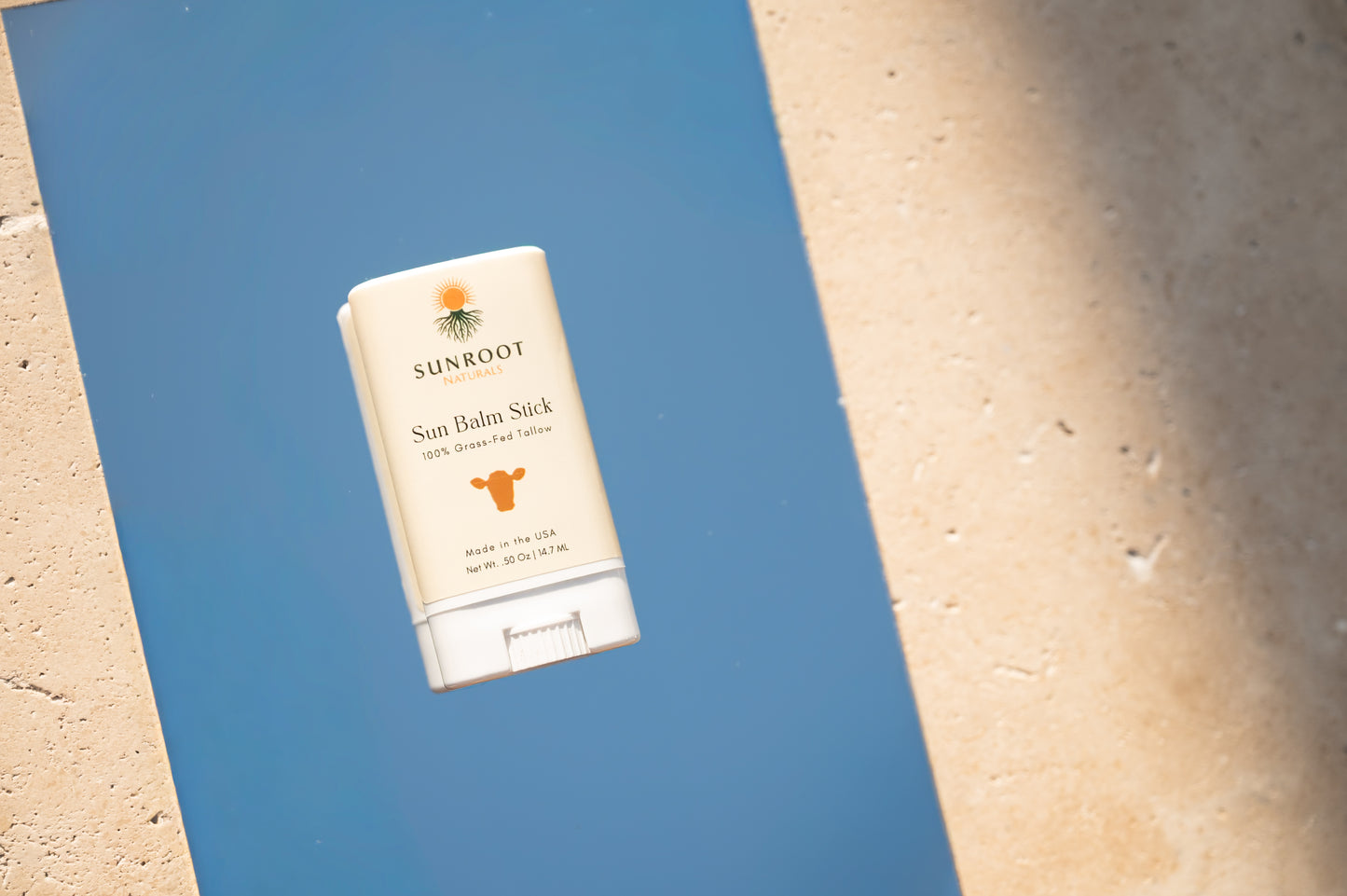 Sunroot Naturals Sun Balm Stick – 15% Zinc Oxide Mineral Formula with Grass-Fed Tallow (0.5 oz, Vanilla Scent)