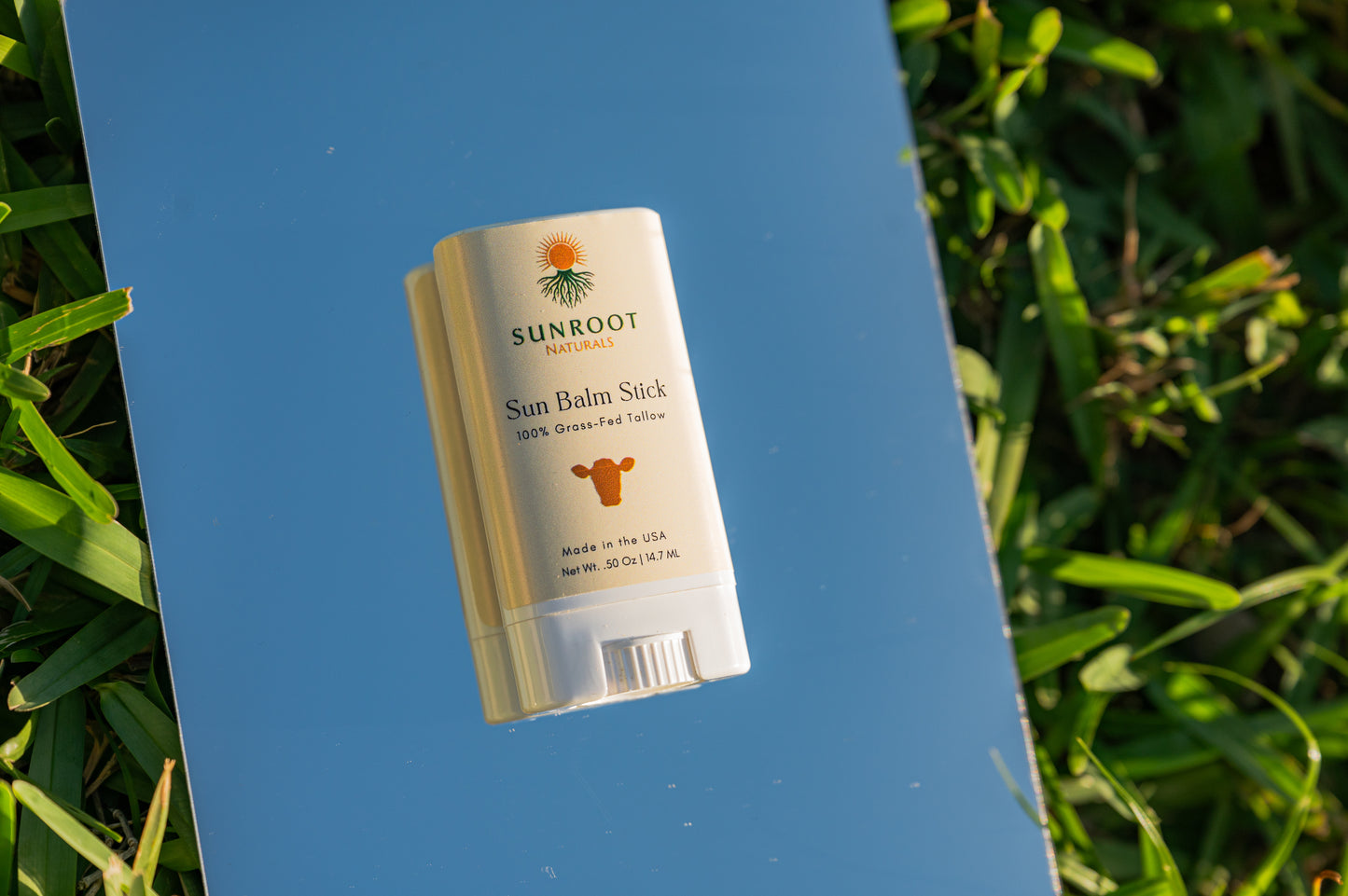 Sunroot Naturals Sun Balm Stick – 15% Zinc Oxide Mineral Formula with Grass-Fed Tallow (0.5 oz, Vanilla Scent)