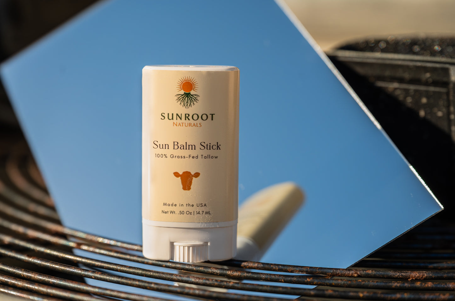 Sunroot Naturals Sun Balm Stick – 15% Zinc Oxide Mineral Formula with Grass-Fed Tallow (0.5 oz, Vanilla Scent)