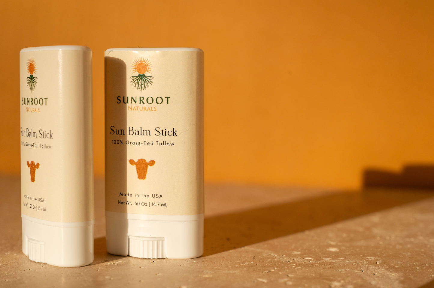 Sunroot Naturals Sun Balm Stick – 15% Zinc Oxide Mineral Formula with Grass-Fed Tallow (0.5 oz, Vanilla Scent)