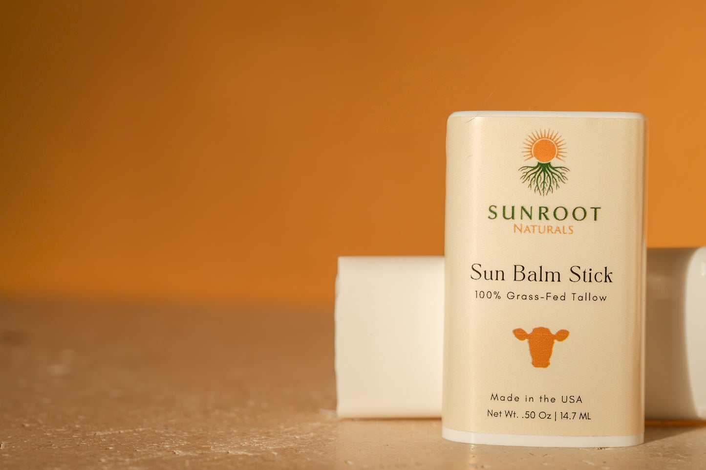 Sunroot Naturals Sun Balm Stick – 15% Zinc Oxide Mineral Formula with Grass-Fed Tallow (0.5 oz, Vanilla Scent)