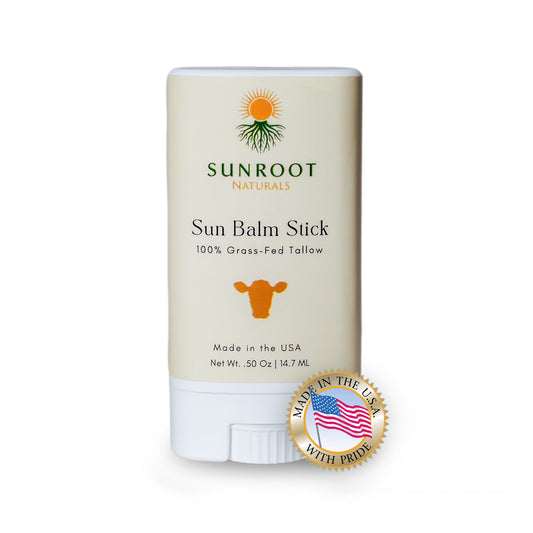 Sunroot Naturals Sun Balm Stick – 15% Zinc Oxide Mineral Formula with Grass-Fed Tallow (0.5 oz, Vanilla Scent)