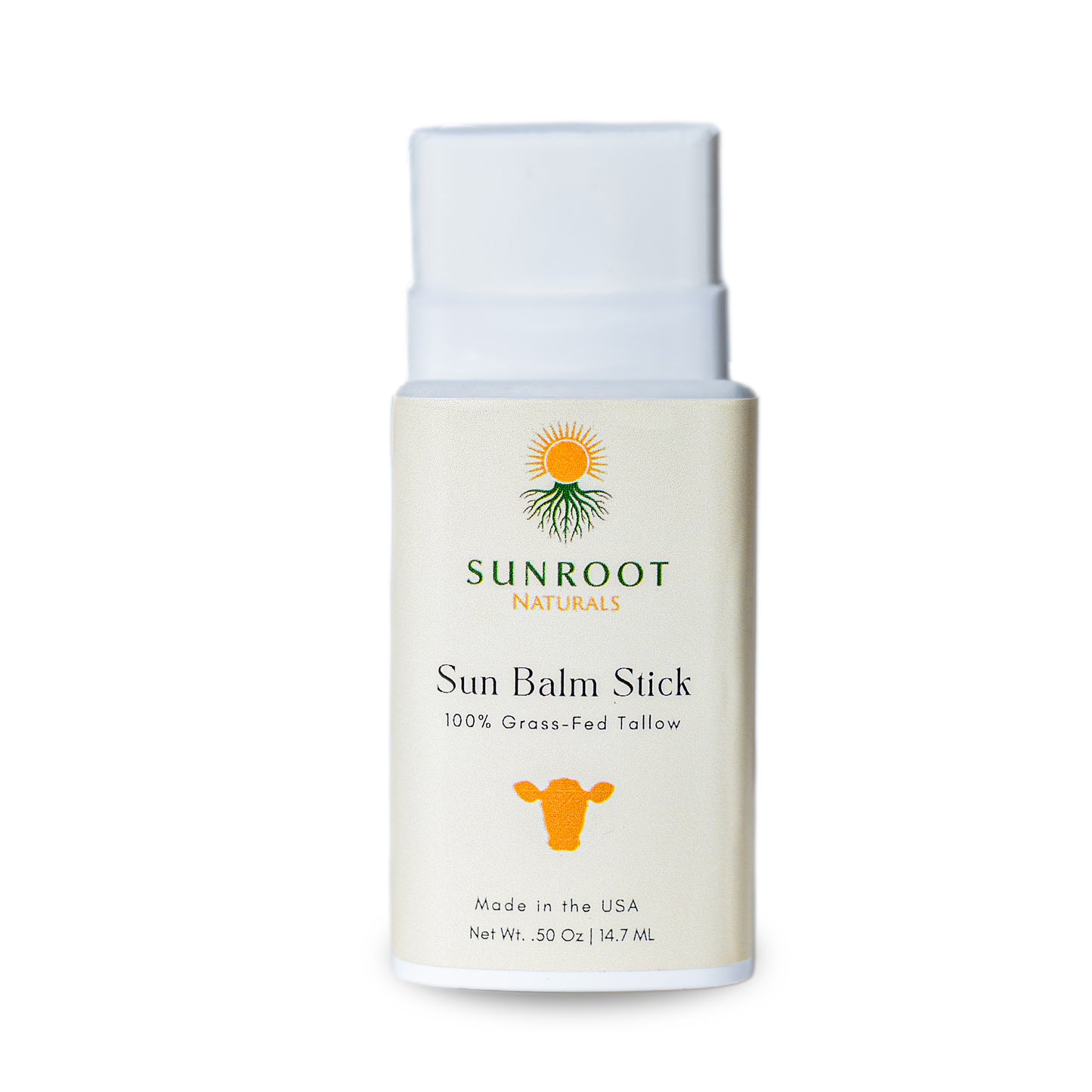 Sunroot Naturals Sun Balm Stick – 15% Zinc Oxide Mineral Formula with Grass-Fed Tallow (0.5 oz, Vanilla Scent)
