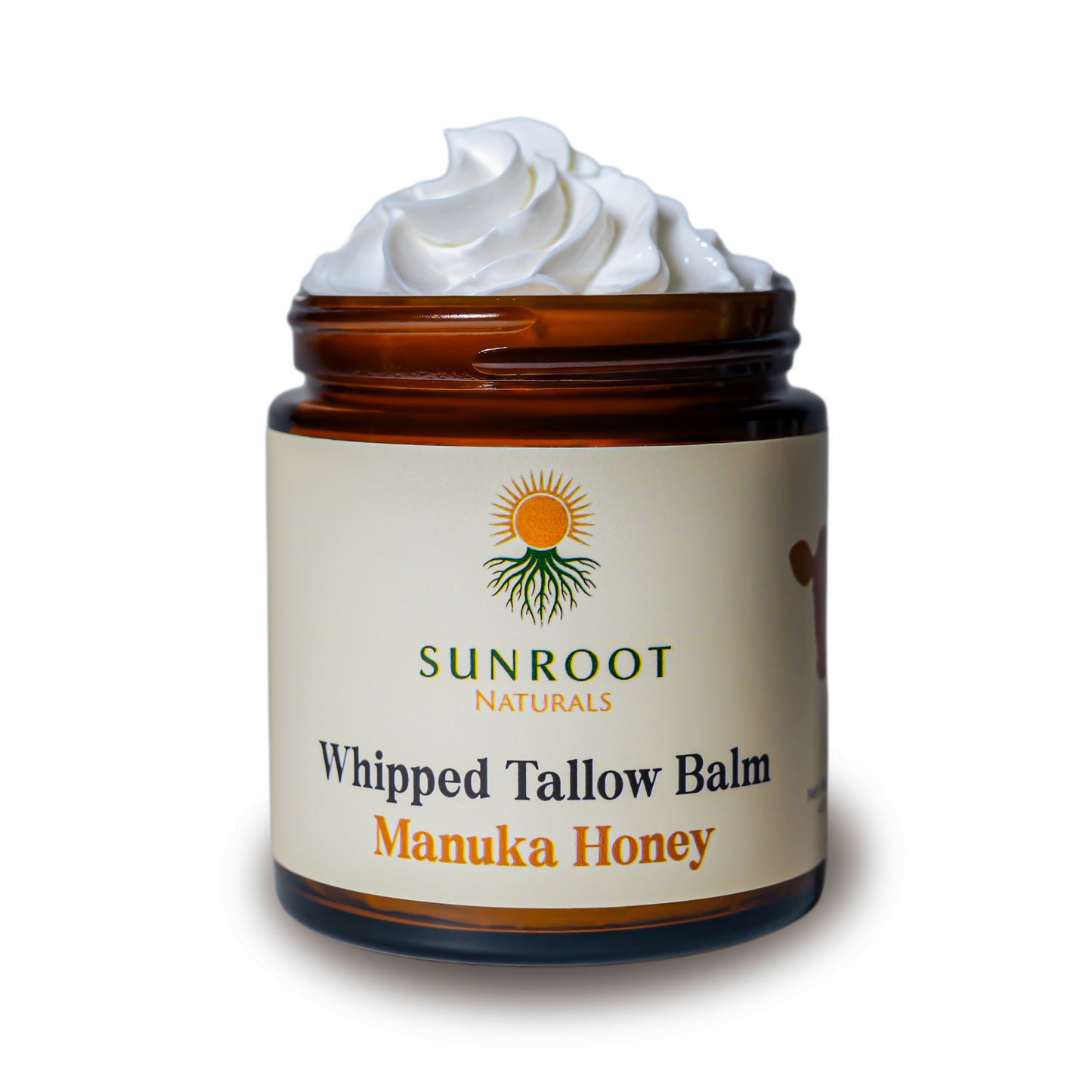 Sunroot Naturals Unscented Whipped Tallow Balm with Manuka Honey – Natural Face & Body Moisturizer (4 oz)