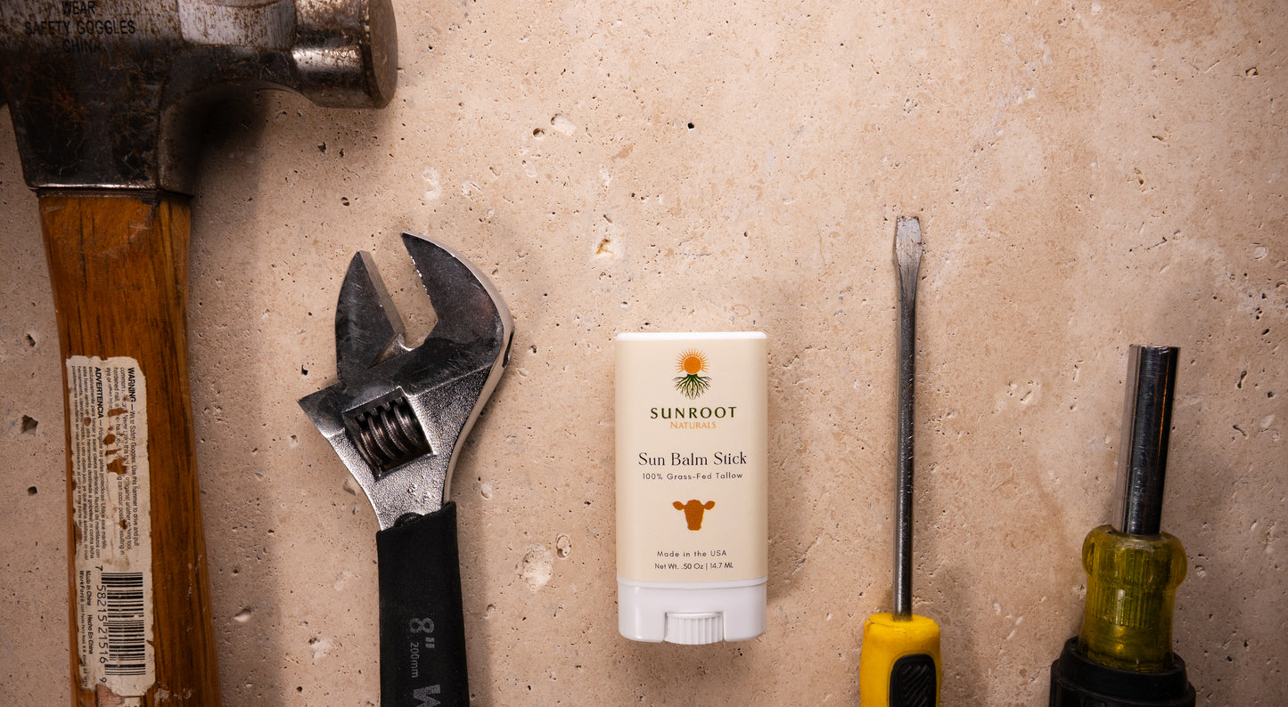 Sunroot Naturals Sun Balm Stick – 15% Zinc Oxide Mineral Formula with Grass-Fed Tallow (0.5 oz, Vanilla Scent)
