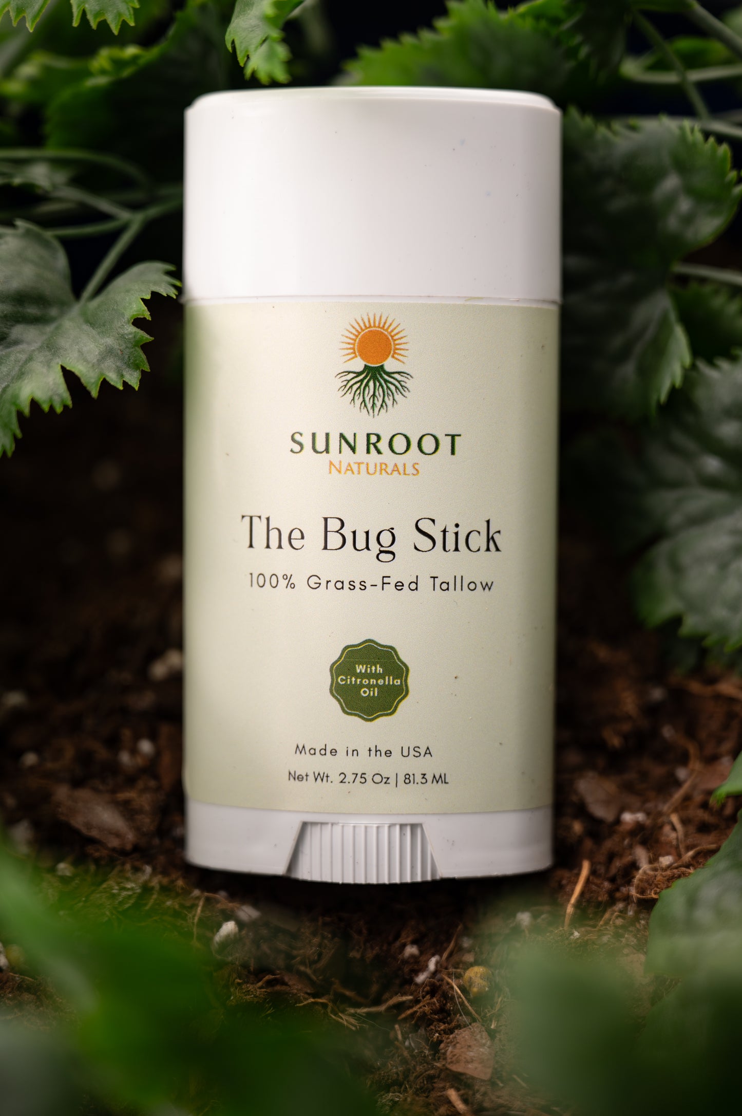 Sunroot Naturals Tallow Bug Stick – Outdoor Balm with Citronella & Peppermint Oil (2.75 oz)