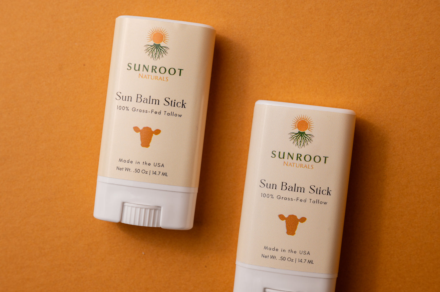 Sunroot Naturals Sun Balm Stick – 15% Zinc Oxide Mineral Formula with Grass-Fed Tallow (0.5 oz, Vanilla Scent)