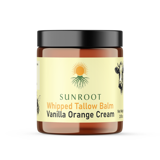 Sunroot Naturals Whipped Tallow Balm — Orange Vanilla Cream, 2.85 oz | Skin Barrier Moisturizer, Handmade, Natural Ingredients