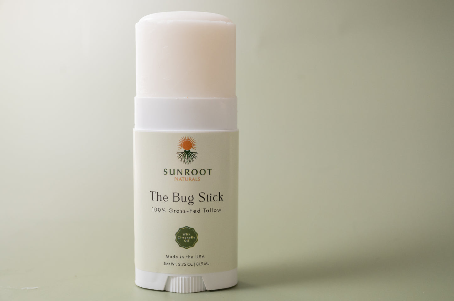 Sunroot The Bug Stick insect repellent with product stick extended from container.